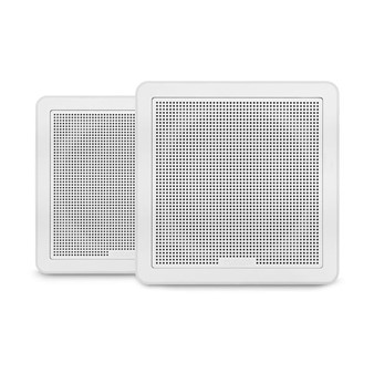 Fusion® FM Series Marine Speakers - 7.7" 200-Watt Square White Flush Mount Marine Speakers (Pair)