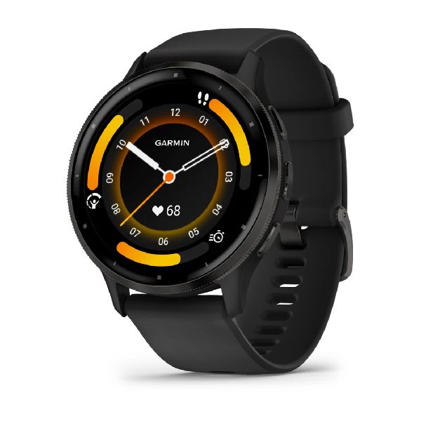 Venu® 3 - Slate Stainless Steel Bezel with Black Case and Silicone Band
