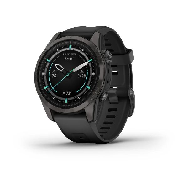 epix™ Pro (Gen 2) Sapphire Edition 42 mm - Carbon DLC Titane Bezel, Black Case and Silicone Band