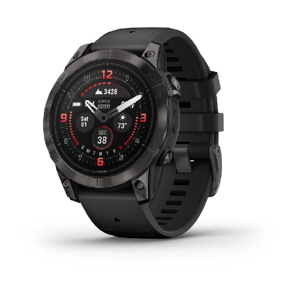 epix™ Pro (Gen 2) Sapphire Edition 47 mm - Carbon DLC Titane Bezel, Black Case and Silicone Band