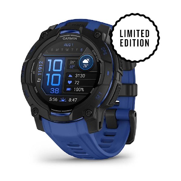 Instinct® 3 – 45 mm, AMOLED Black with Bolt Blue/Black Band
