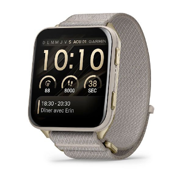 Venu® X1 - Soft Gold with Titanium Caseback and French Gray Nylon Band