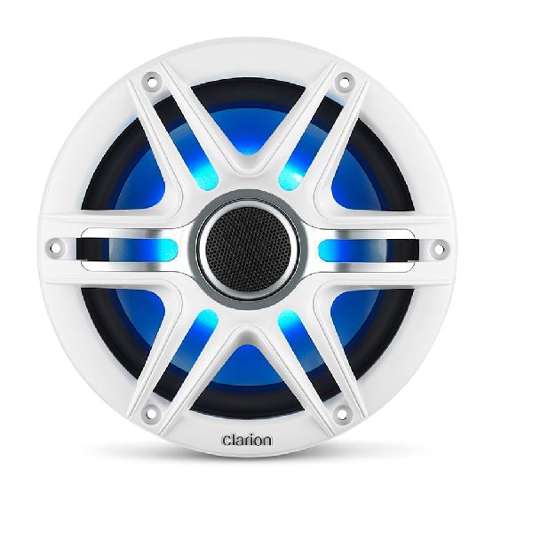 Clarion® CMSP Marine Speakers - 7.7" with LED and White and Gray Sport Grille (CMSP-771RGB-SWG)