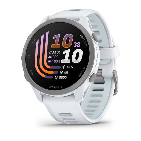 Forerunner® 170 Music - Whitestone with Whitestone/Cloud Blue Band