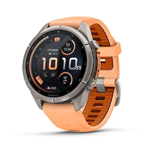 fenix® 9 Pro - inReach® - 43mm - Titanium with Shell Pink/Autumn Orange Silicone Band