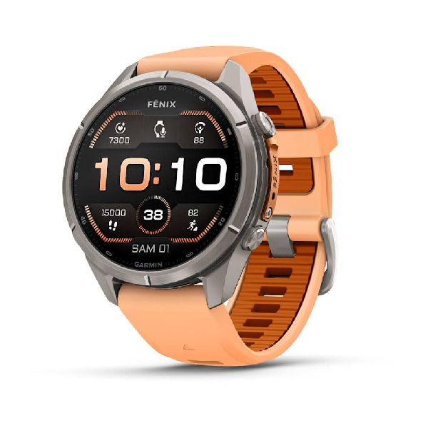 fenix® 9 Pro - 43mm - Titane avec bracelet en silicone rose orange/orange automnal