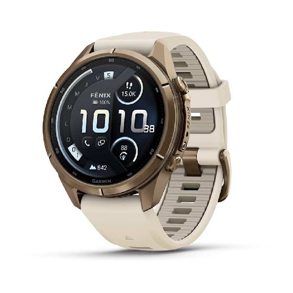 fenix® 9 Pro - inReach® - 43mm - Autumn Gold Titanium with Cream/French Gray Silicone Band