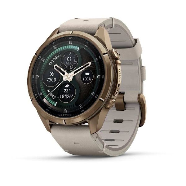 fenix® 9 Pro - inReach® - 43mm - Autumn Gold Titanium with Bone Leather Band