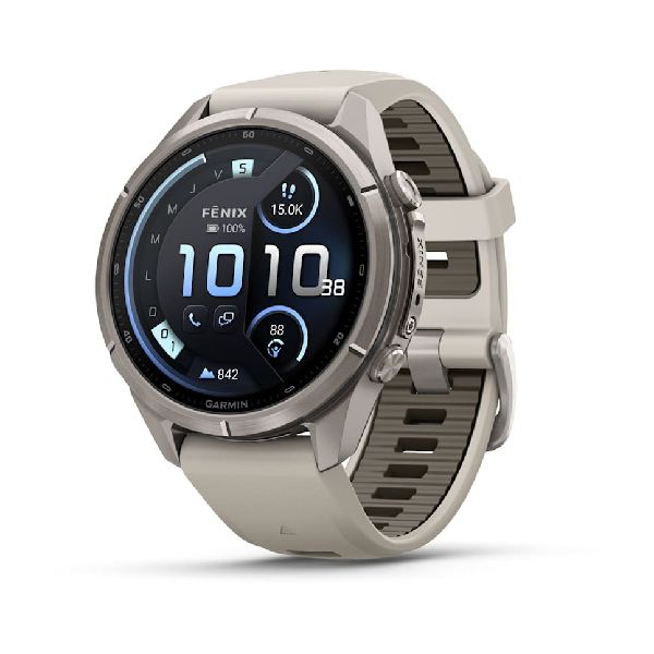 fenix® 9 Pro - inReach® - 43mm - Titanium with Fog Gray/Dark Sandstone Silicone Band