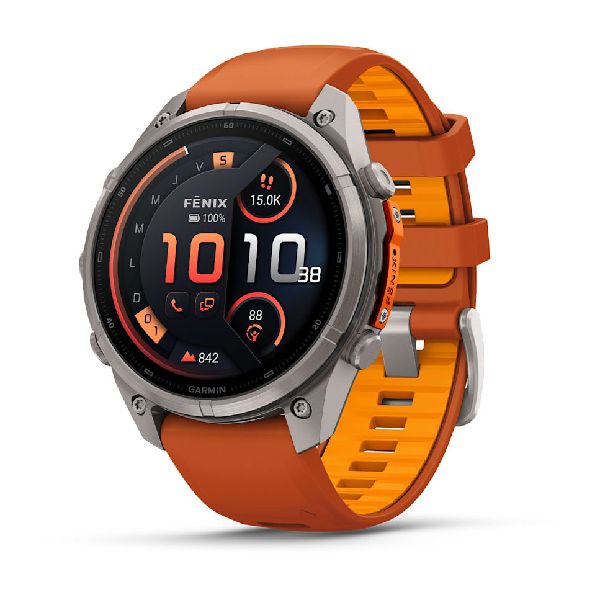 fenix® 9 Pro - inReach® - 47mm - Titanium with Autumn Orange/Spark Orange Silicone Band