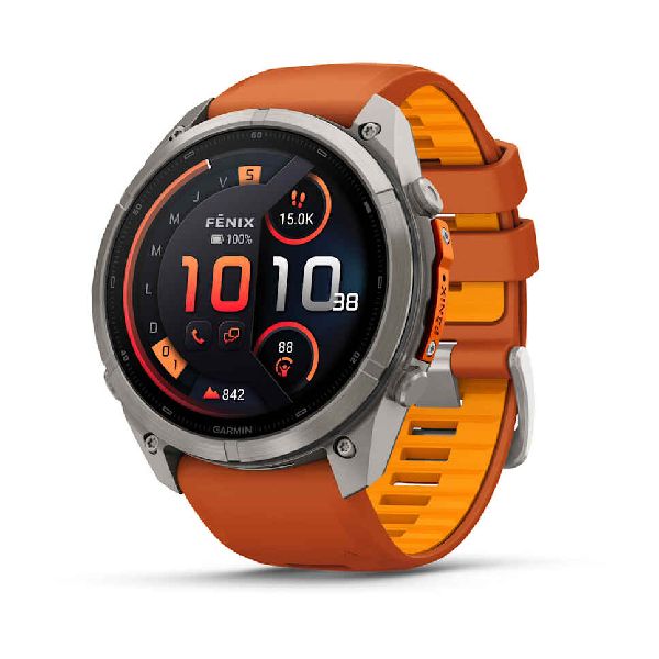fenix® 9 Pro - inReach® - 51mm - Titanium with Autumn Orange/Spark Orange Silicone Band