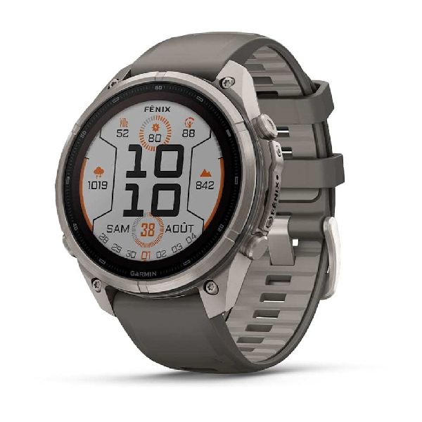 fenix® 9 Pro Solar - 47mm - Titanium with Pebble Gray/Silver Gray Silicone Band