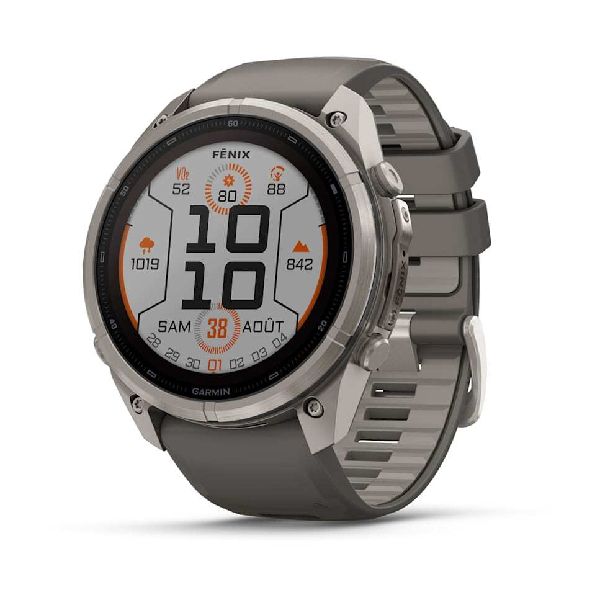 fenix® 9 Pro Solar - 51mm - Titanium with Pebble Gray/Silver Gray Silicone Band