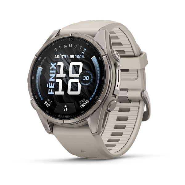 fenix® 9 - 43mm - Titane avec bracelet en silicone gris cendré