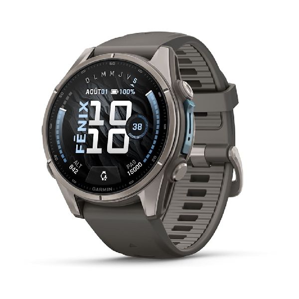 fenix® 9 - 43mm - Titane avec bracelet en silicone gris foncé