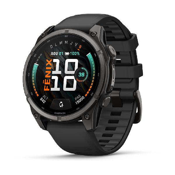 fenix® 9 - 47mm - Titane avec revêtement carbone amorphe gris mat et bracelet noir