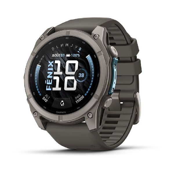 fenix® 9 - 51mm - Titane avec bracelet en silicone gris foncé