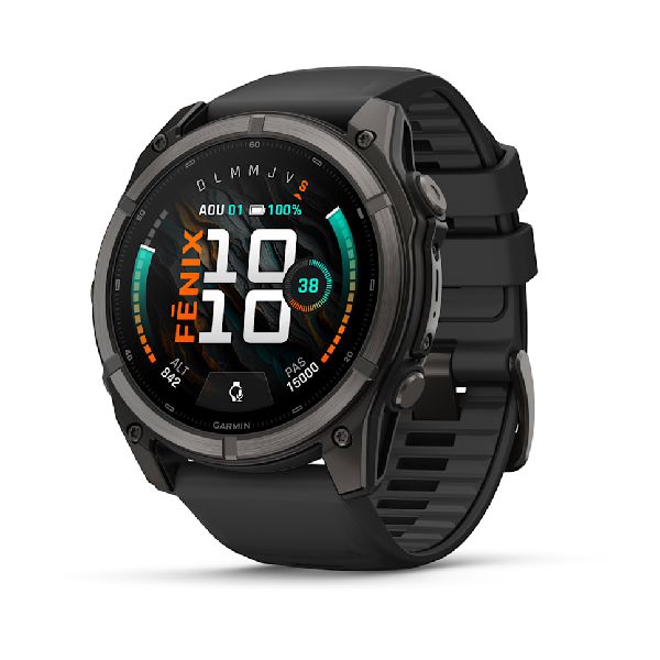 fenix® 9 - 51mm - Titane avec revêtement en carbone amorphe gris mat et bracelet noir