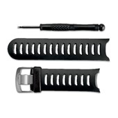 ForeRunner® 610 Watch Band - Silicone Black/Gray with Silver Hardware