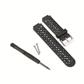 Approach® S5/S6 ForeRunner® 220/620 Watch Band - Silicone Black/Blue with Silver Hardware