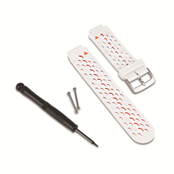 Approach® S5/S6 ForeRunner® 220/620 Watch Band - Silicone White/Orange with Silver Hardware