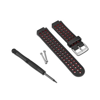 Approach® S5/S6 ForeRunner® 220/620 Watch Band - Silicone Black/Red with Silver Hardware