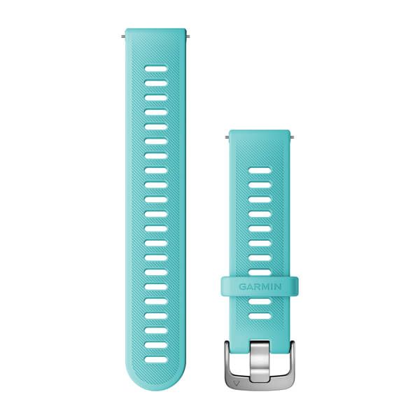 Quick Release Bands (20 mm) - Aqua Silicone with Silver Hardware - 204 mm