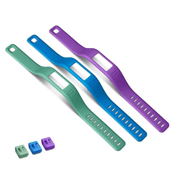 Bracelet de Montre Vivofit® - Ensemble Silicone Mauve, Turquoise & Bleu Court
