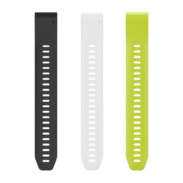 Watch Band Fenix® 5s - QuickFit™ 20, Large White, Black & Yellow Silicone - Ajustable Side Only