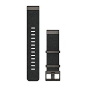 Bracelets de Montre QuickFit® 22 - Nylon Noir Chiné Jacquard-weave avec Fermeture Ardoise - 222 mm