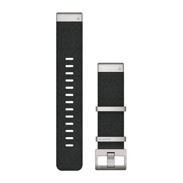 QuickFit® 22 Watch Bands - Black Jacquard-weave Nylon with Silver Hardware - 222 mm