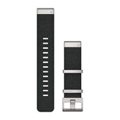Bracelets de Montre QuickFit® 22 - Nylon Noir Jacquard-weave avec Fermeture Argent - 222 mm