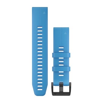 QuickFit® 22 Watch Bands - Cyan Blue Silicone with Black Hardware
