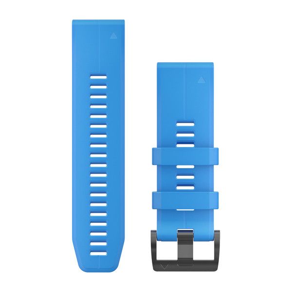 QuickFit® 26 Watch Bands - Cyan Blue Silicone with Black Hardware - 219 mm