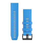 QuickFit® 26 Watch Bands - Cyan Blue Silicone with Black Hardware