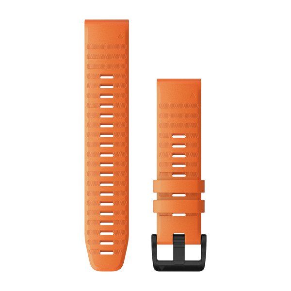 QuickFit® 22 Watch Bands - Ember Orange Silicone with Black Hardware - 219 mm
