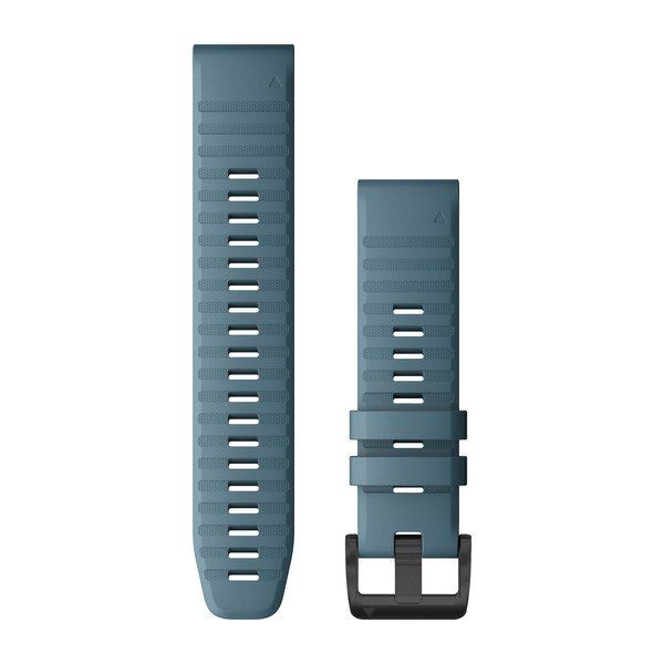 QuickFit® 22 Watch Bands - Lakeside Blue Silicone with Black Hardware - 219 mm