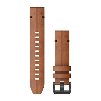QuickFit® 22 Watch Bands - Chestnut Leather with Black Hardware