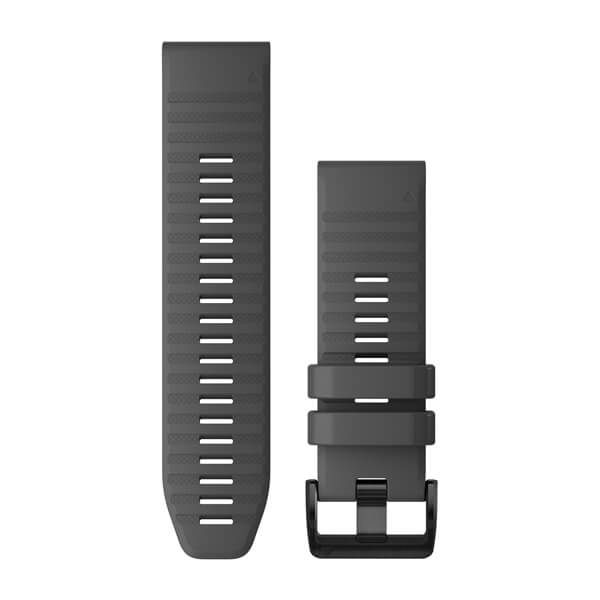 QuickFit® 26 Watch Bands - Slate Gray Silicone with Black Hardware - 219 mm