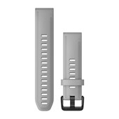Bracelets de montre QuickFit® 20 - Silicone Gris Poudré avec Fermeture Noir - 194 mm