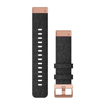 Bracelets de Montre QuickFit® 20 - Nylon Noir Chiné avec Fermeture Or Rosé