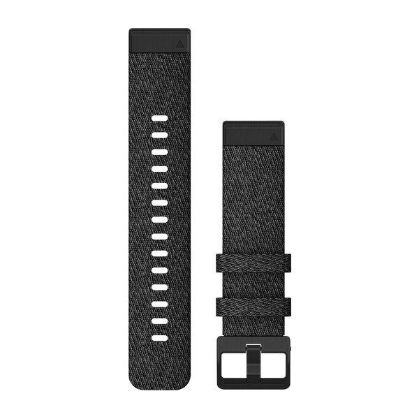 QuickFit® 20 Watch Bands - Heathered Black Nylon with Noir Hardware - 197 mm