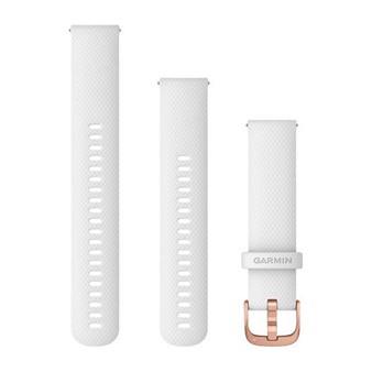 Bracelets à Dégagement Rapide (20 mm) - Silicone Blanc avec Fermeture Or Rosé