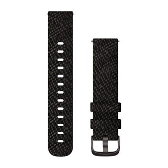 Bracelets à Dégagement Rapide (20 mm) - Nylon Tressé Poivre Noir avec Fermeture Ardoise