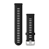 Bracelets à Dégagement Rapide (22 mm) - Silicone Noir avec Fermeture Argent - 205 mm