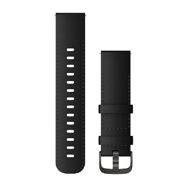 Quick Release Bands (22 mm) - Black Leather with Slate Hardware - 205 mm