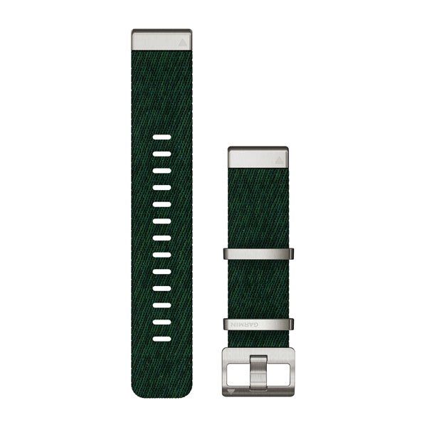 QuickFit® 22 Watch Bands - Pine Green Jacquard-weave Nylon with Slate Hardware - 227 mm
