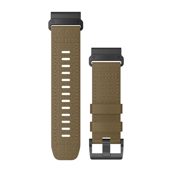 QuickFit® 26 Watch Bands - Tactical Coyote Tan Nylon with Black Hardware - 224 mm