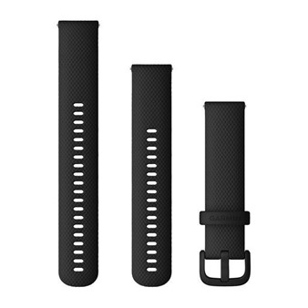 Bracelets à Dégagement Rapide (20 mm) - Silicone Noir avec Fermeture Noir