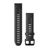 Bracelets de montre QuickFit® 20 - Silicone Noir avec Fermeture Noir - 194 mm